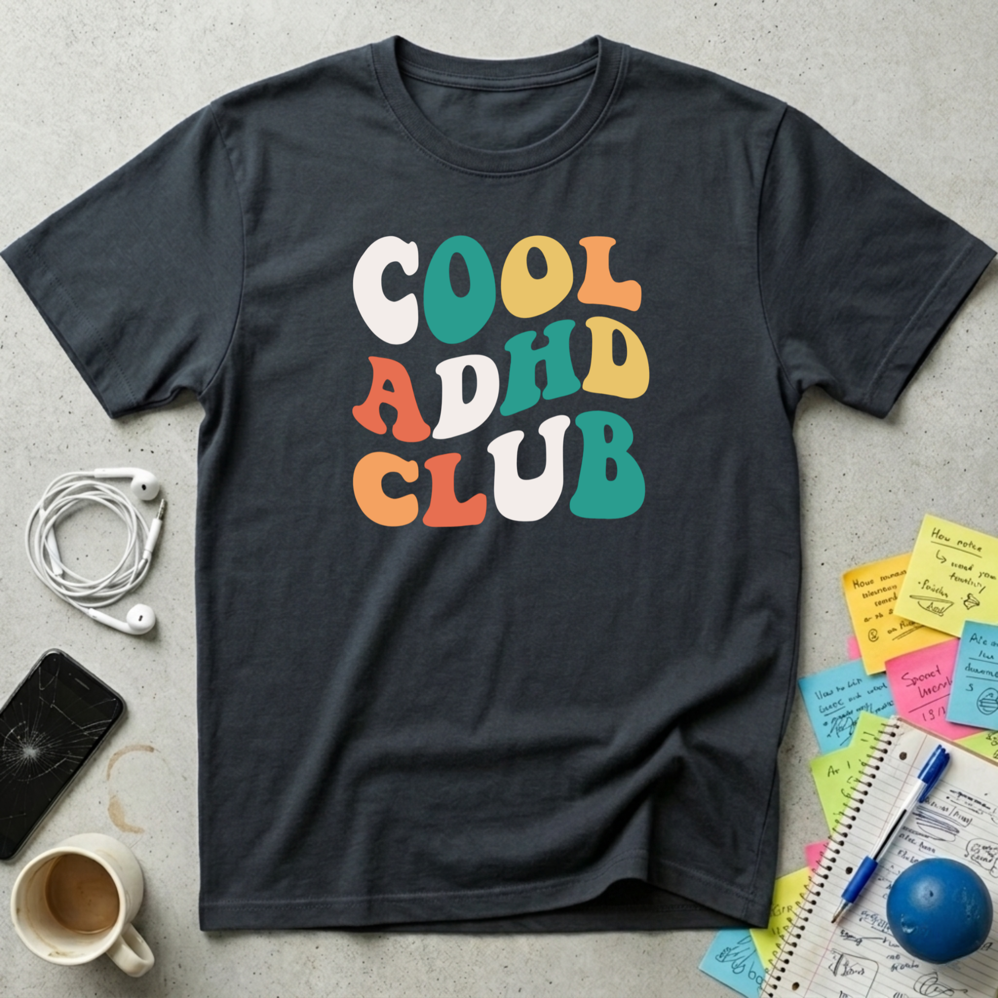 Cool ADHD Club Retro Wavy T-Shirt