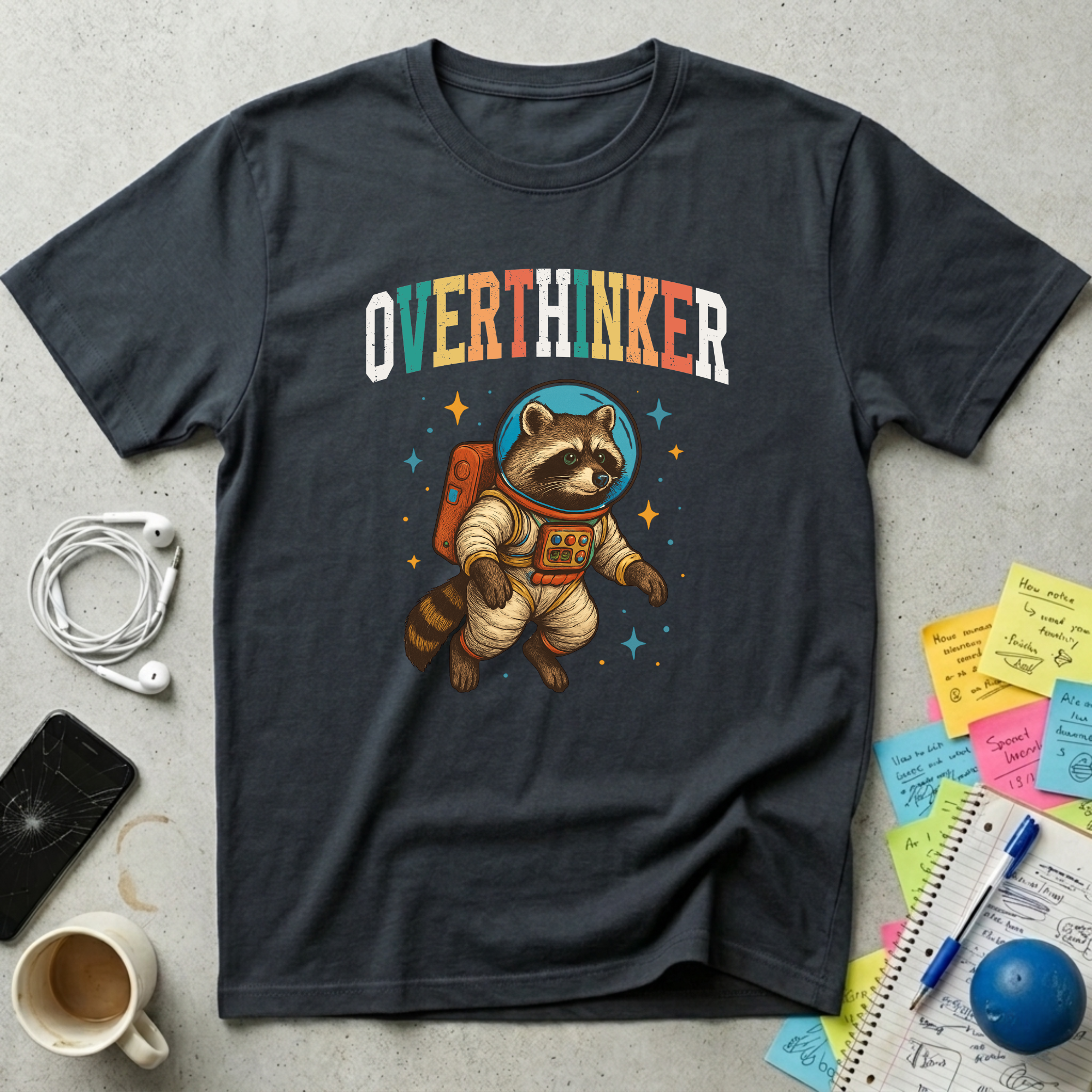 Overthinker Raccoon Astronaut T-Shirt