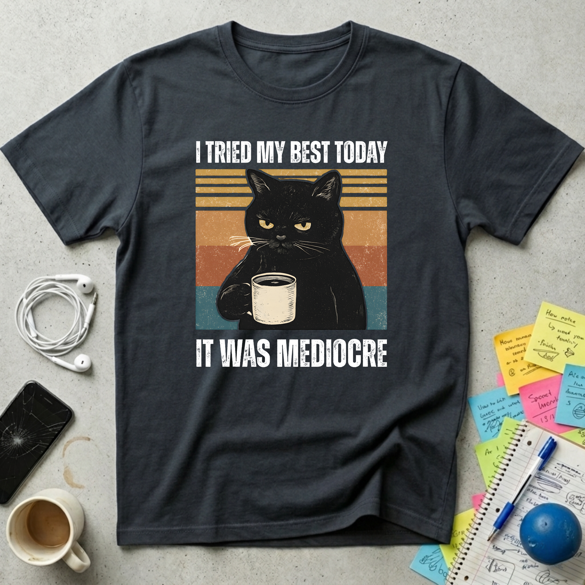 I Tried My Best Black Cat T-Shirt