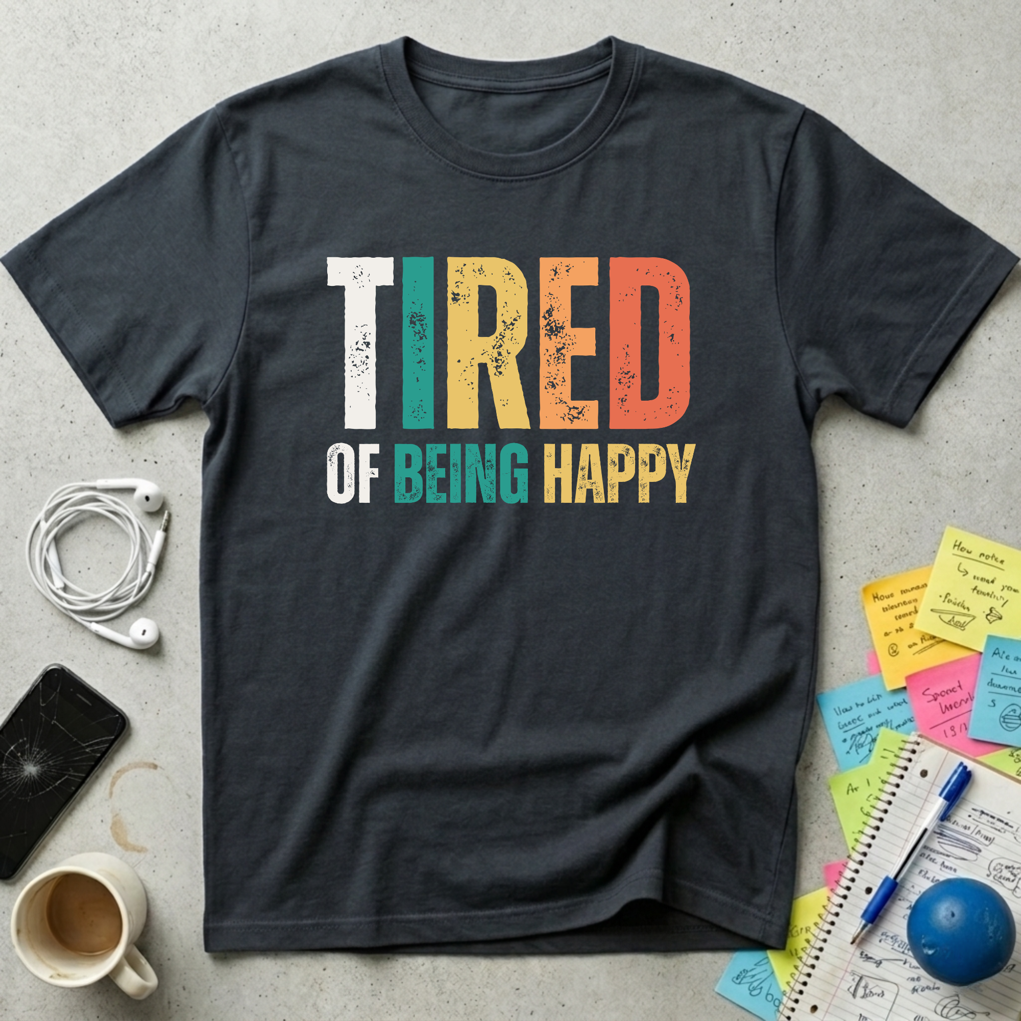 Tired of Being Happy Retro T-Shirt