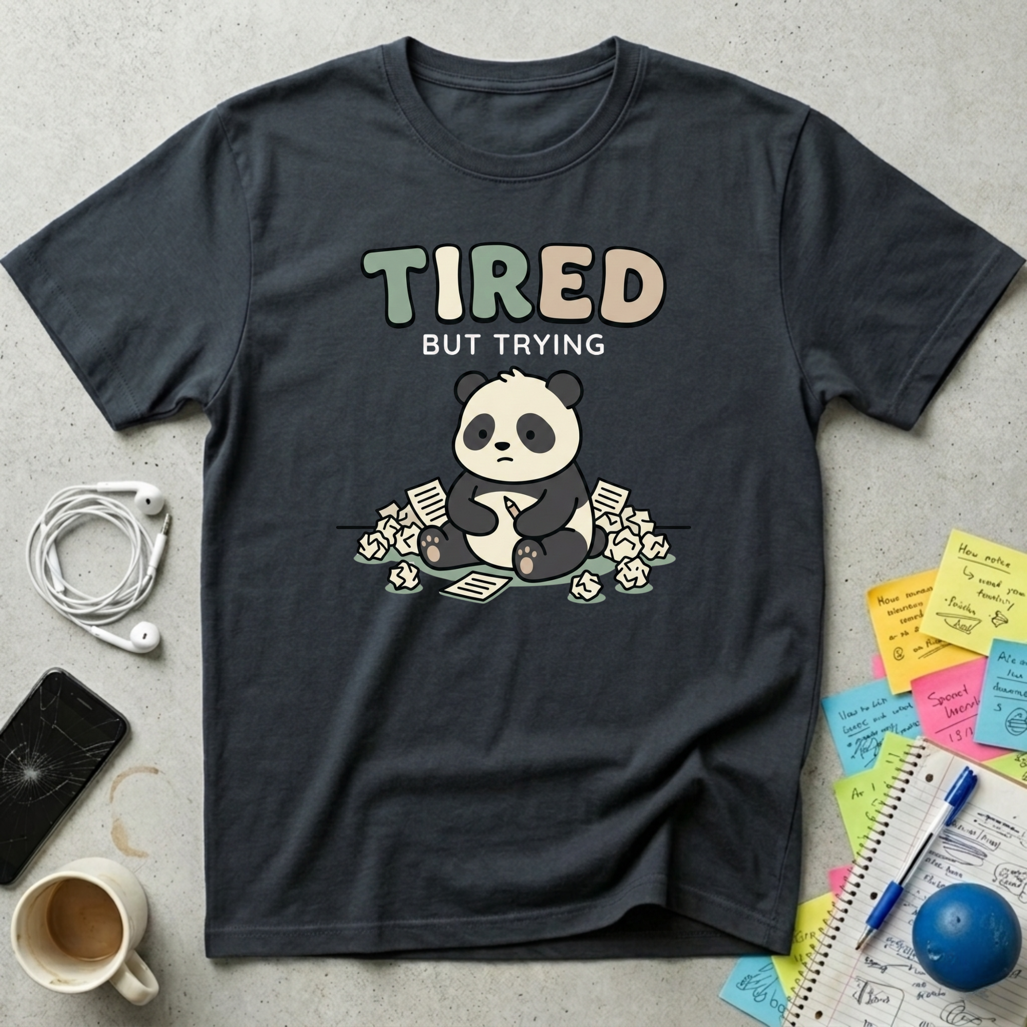 Panda Tired But Trying T-Shirt