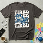 Tired Raccoon Wavy Retro T-Shirt