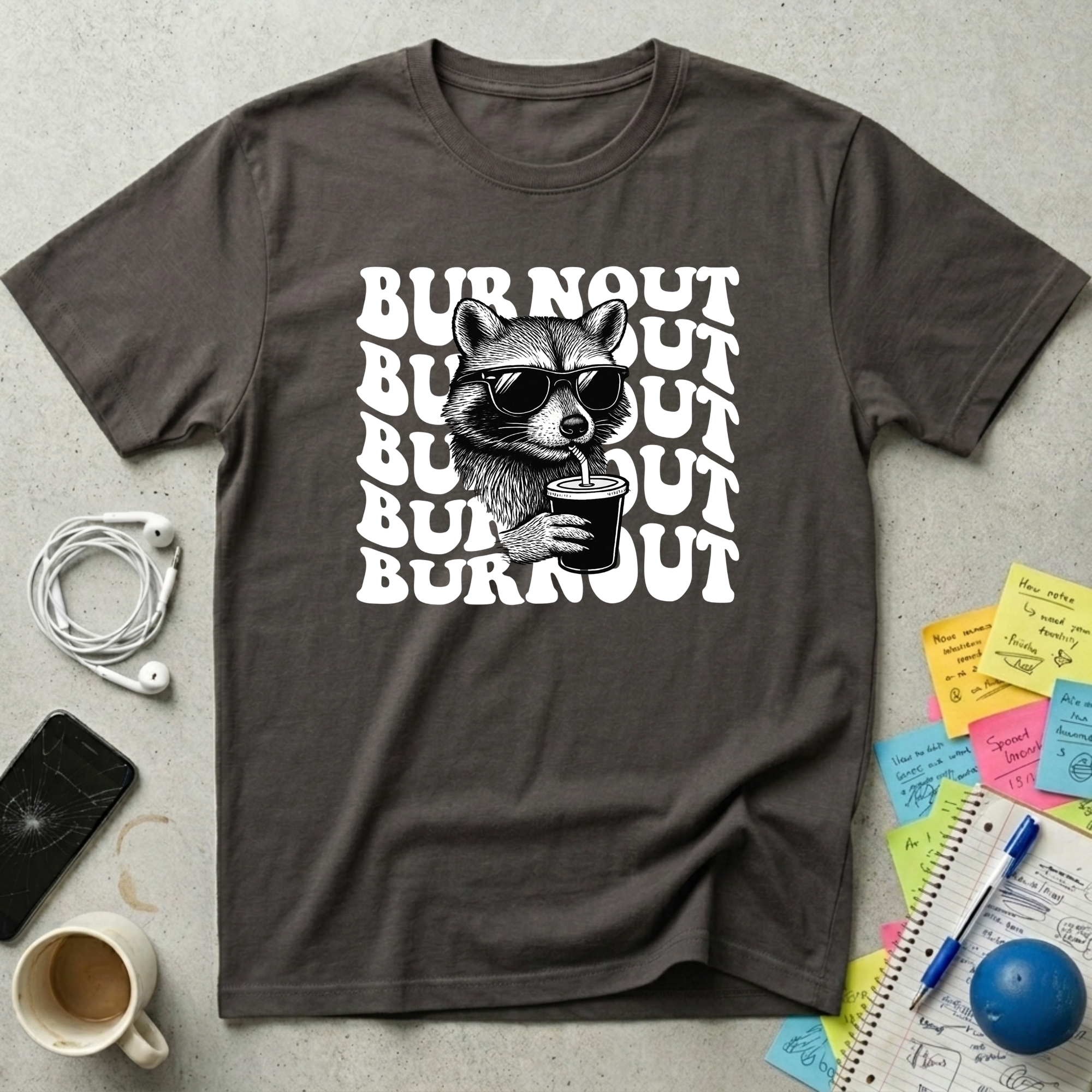 Burnout Wave - Chill Raccoon T-Shirt