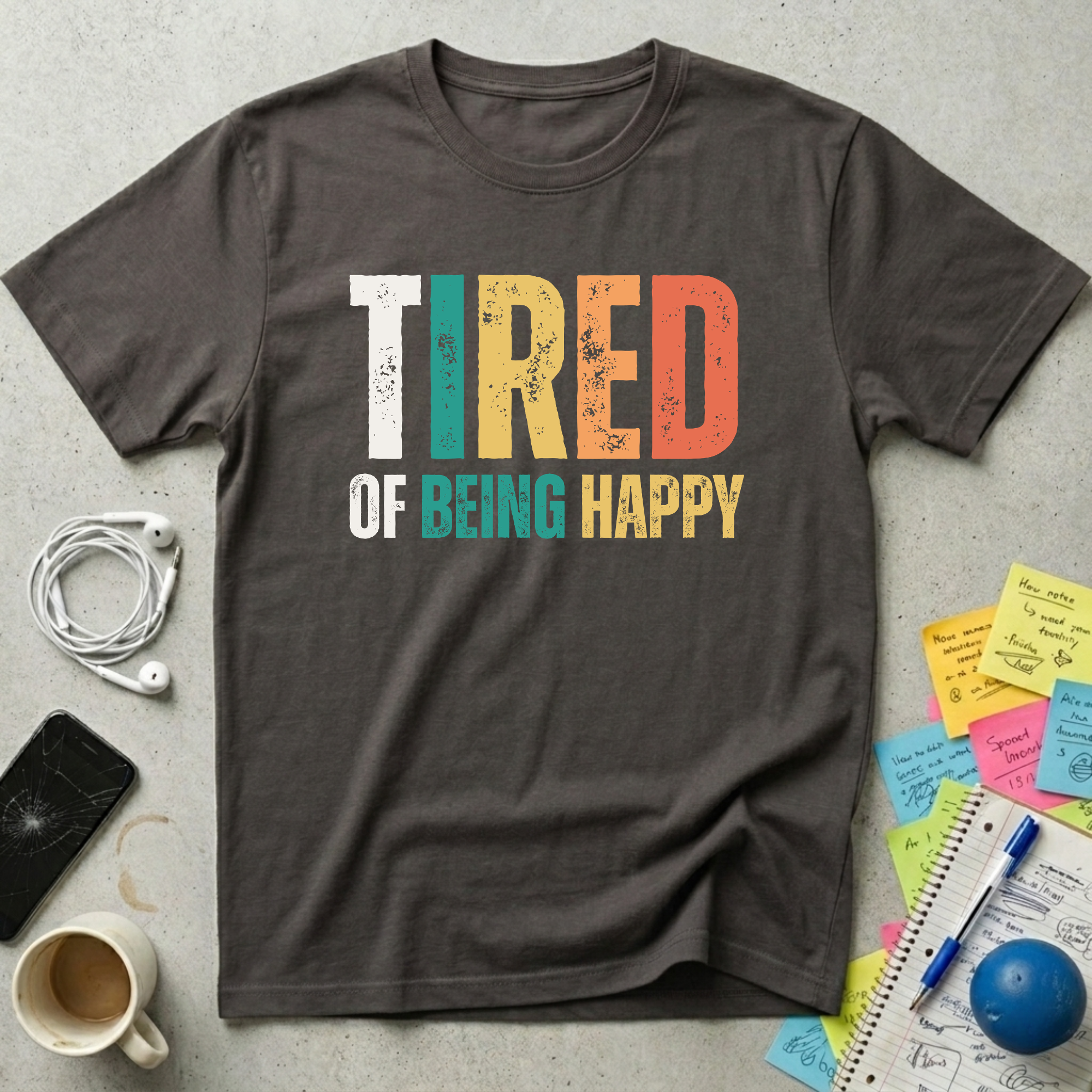 Tired of Being Happy Retro T-Shirt