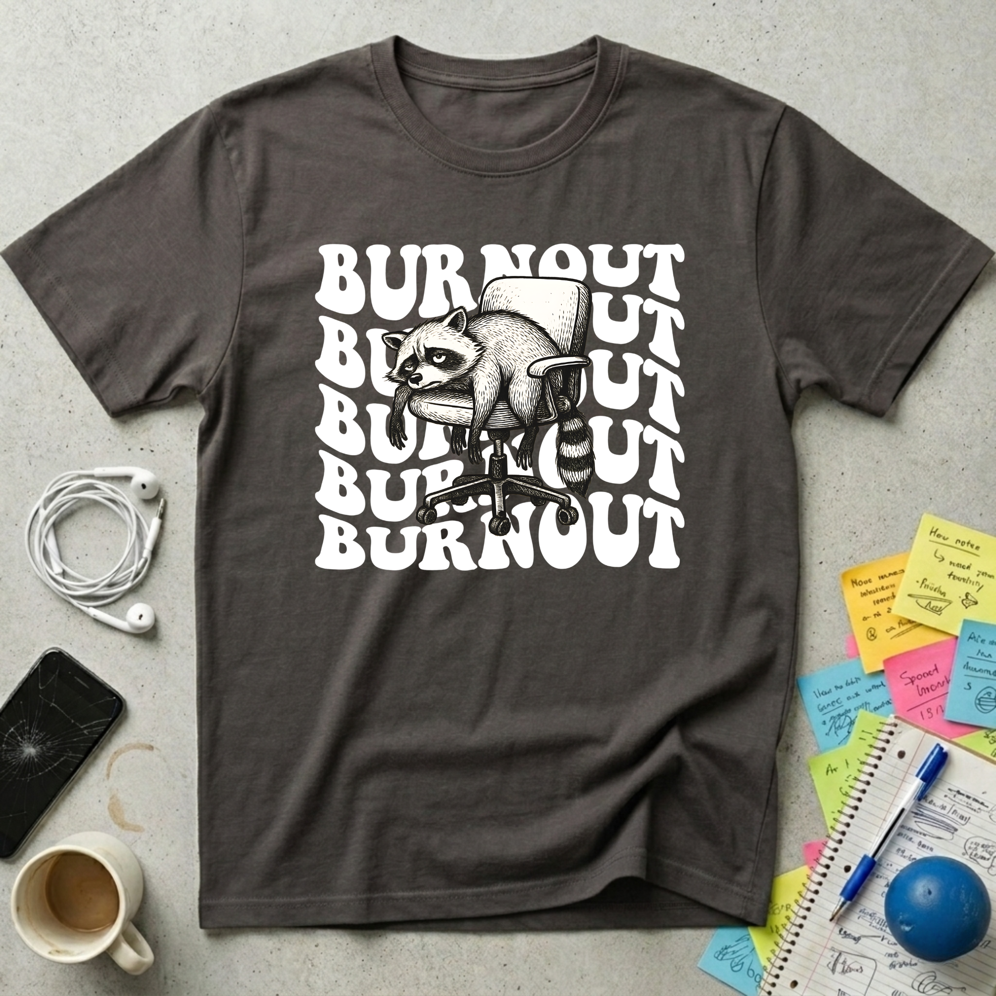 Burnout Wave Raccoon T-Shirt