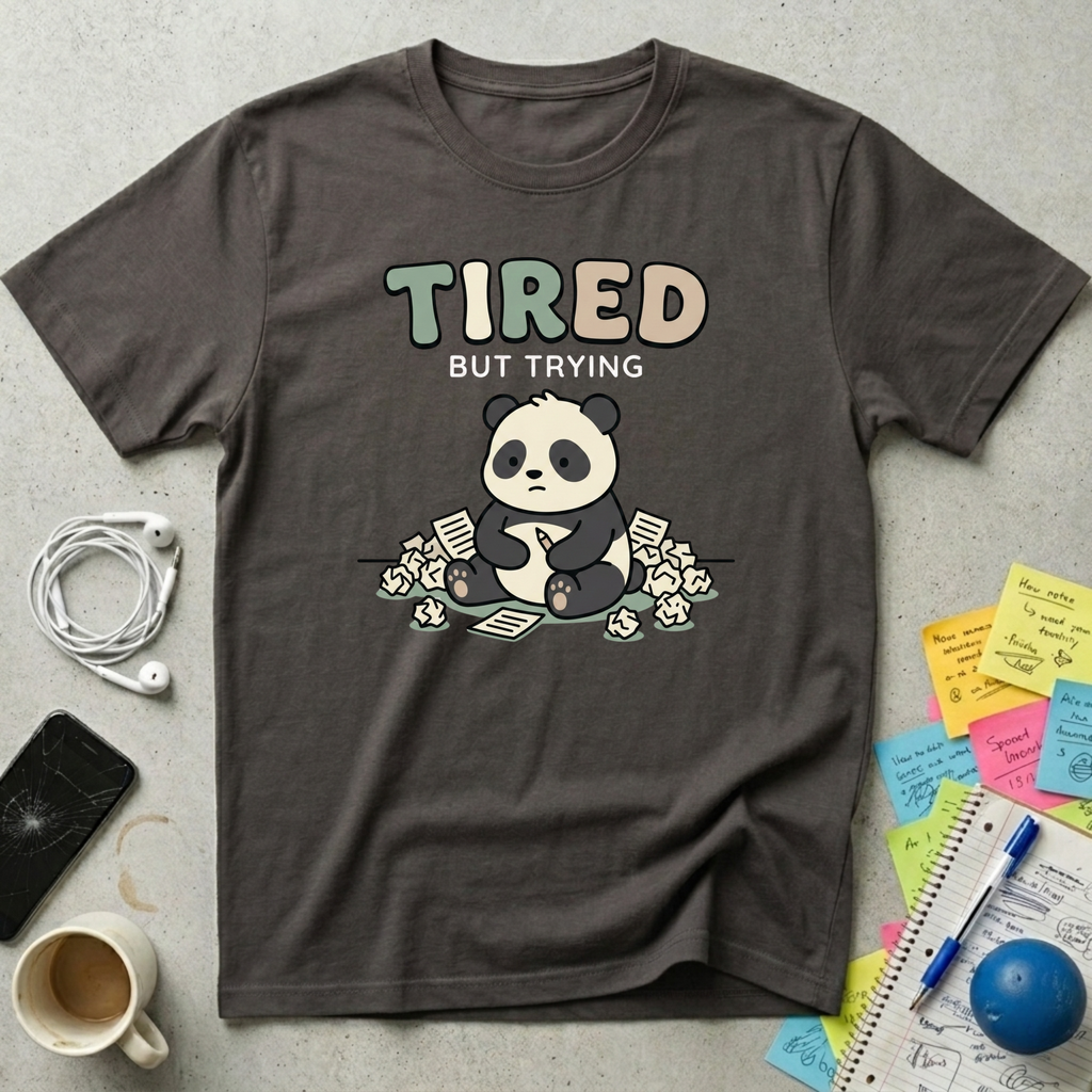 Panda Tired But Trying T-Shirt