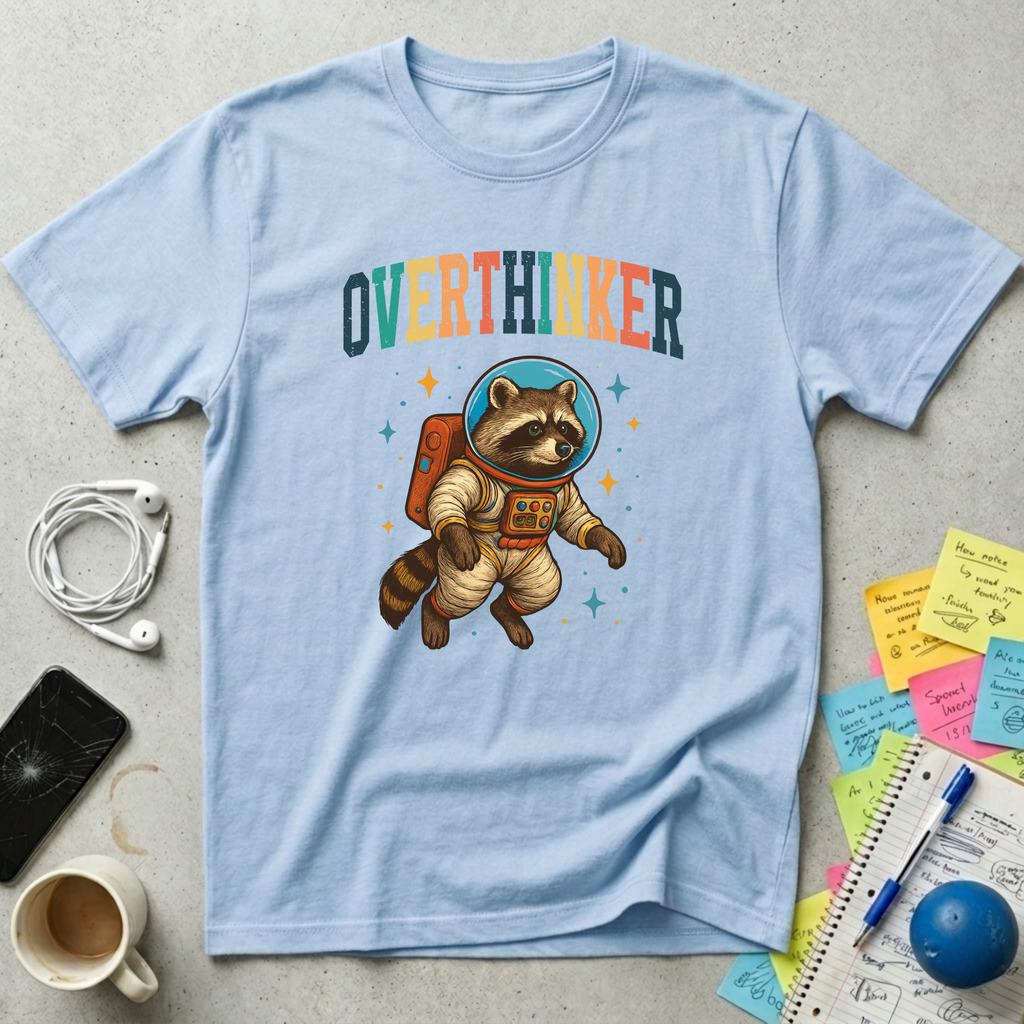 Overthinker Raccoon Astronaut T-Shirt