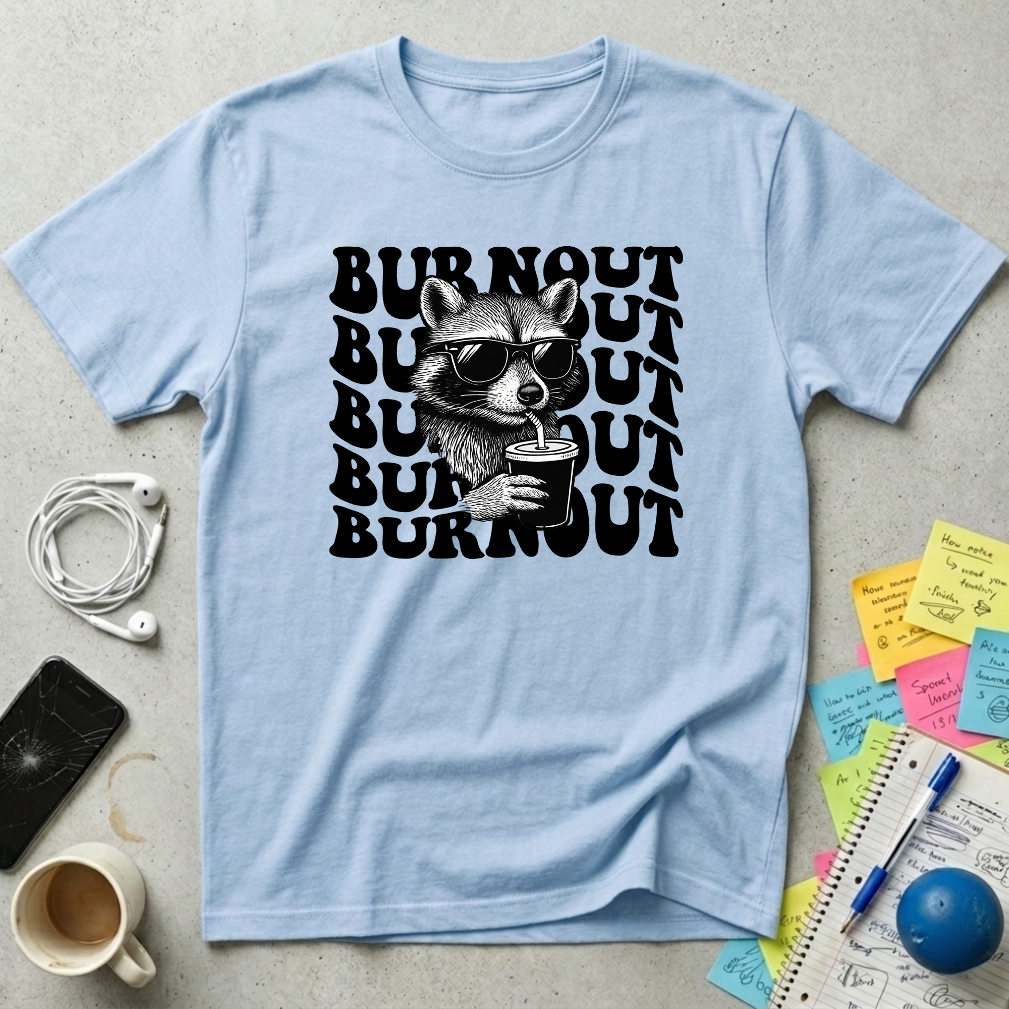 Burnout Wave - Chill Raccoon T-Shirt