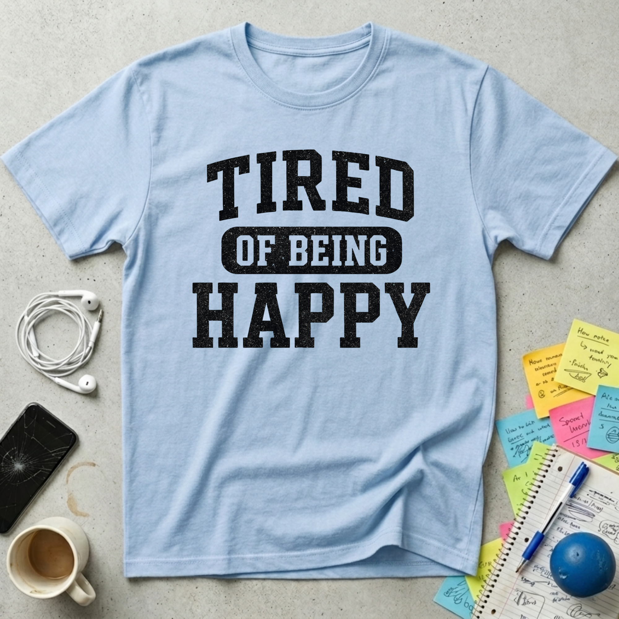 Tired of Being Happy College T-Shirt
