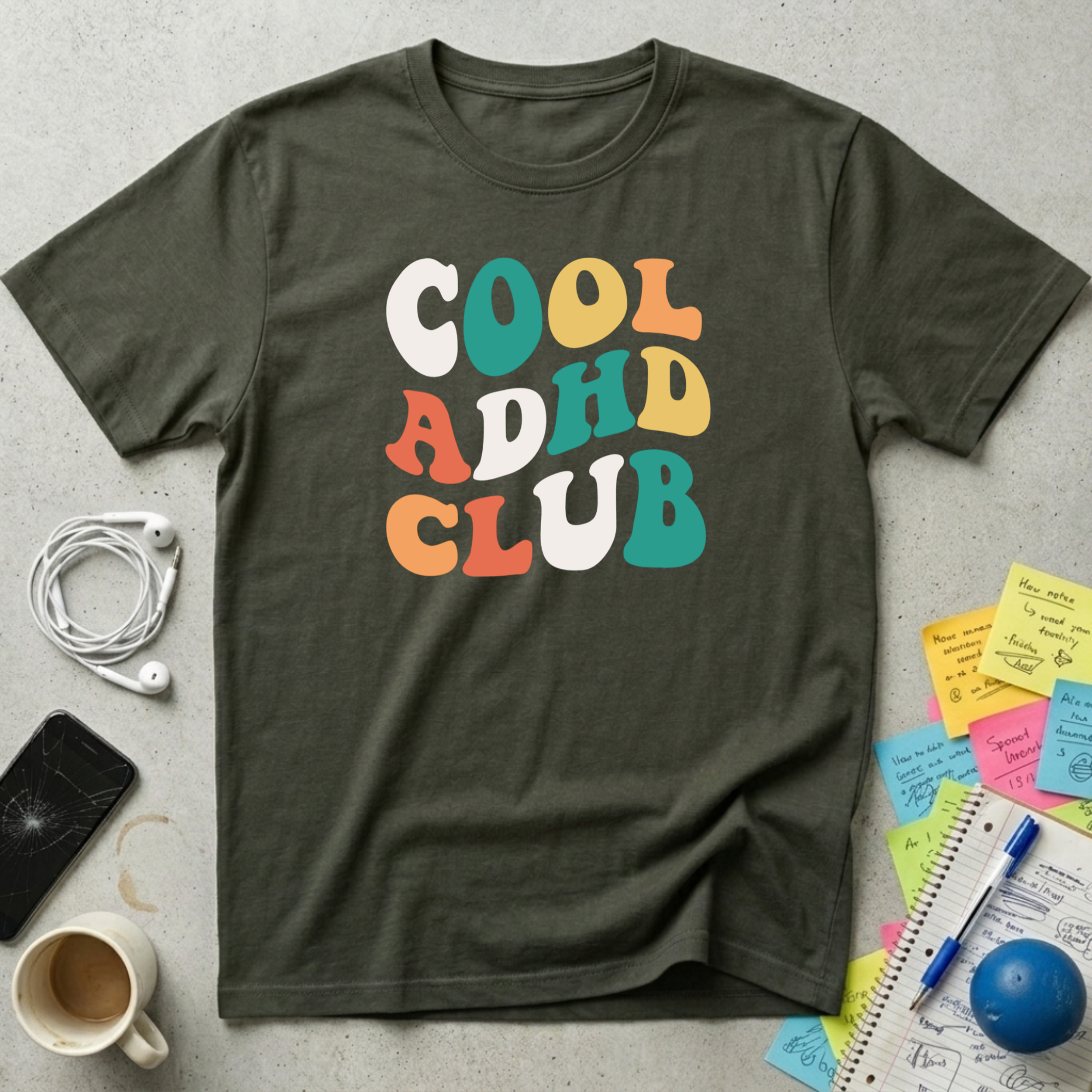 Cool ADHD Club Retro Wavy T-Shirt