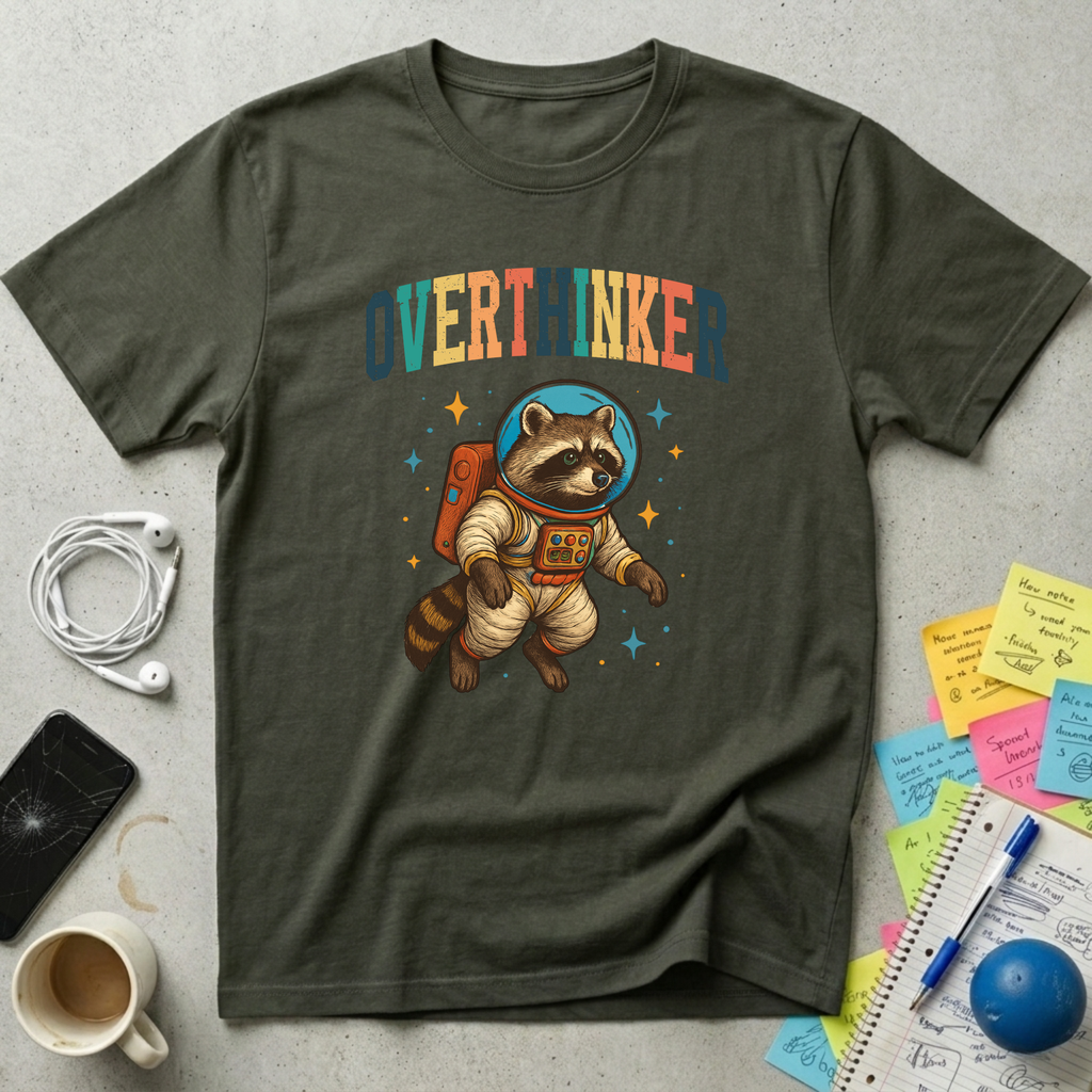 Overthinker Raccoon Astronaut T-Shirt