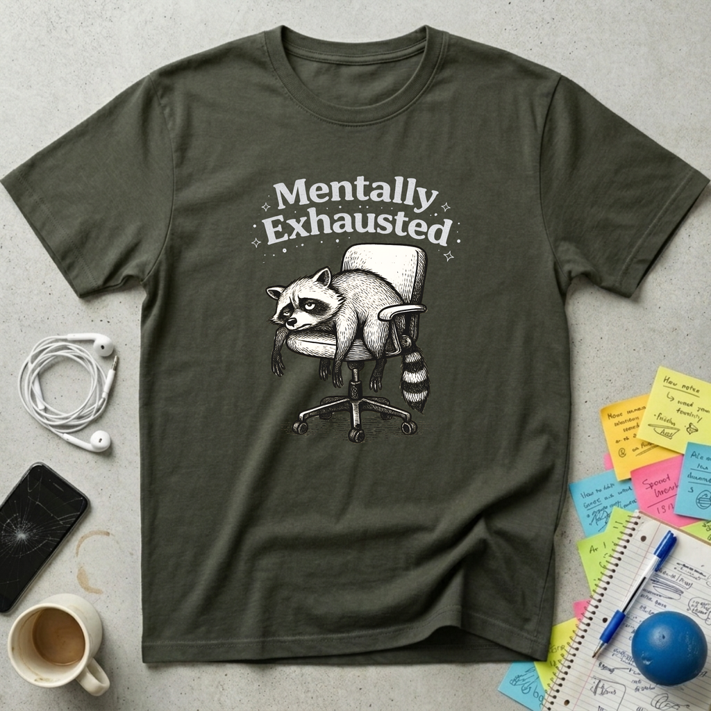 Mentally Exhausted - Raccoon T-Shirt