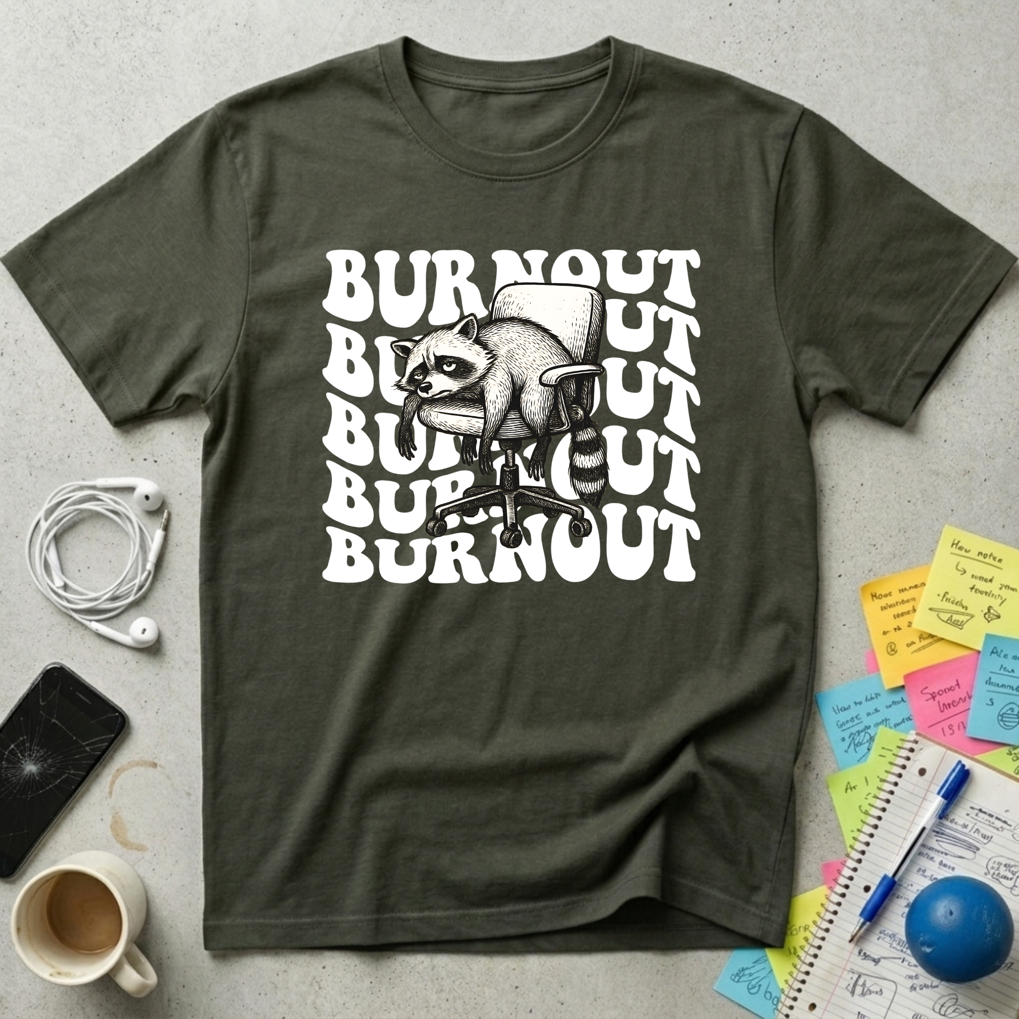 Burnout Wave Raccoon T-Shirt