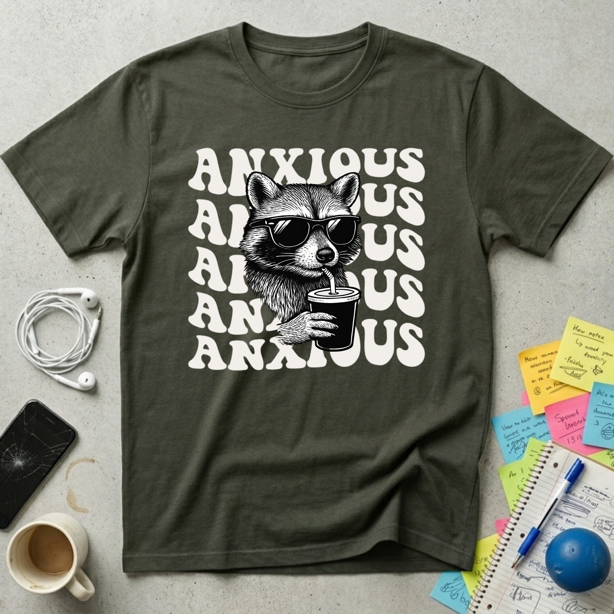 Anxious Chill Raccoon T-Shirt