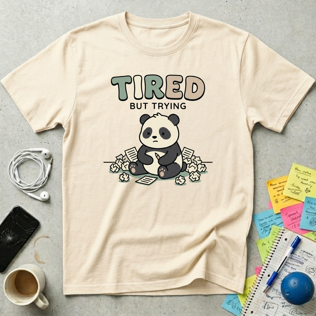 Panda Tired But Trying T-Shirt