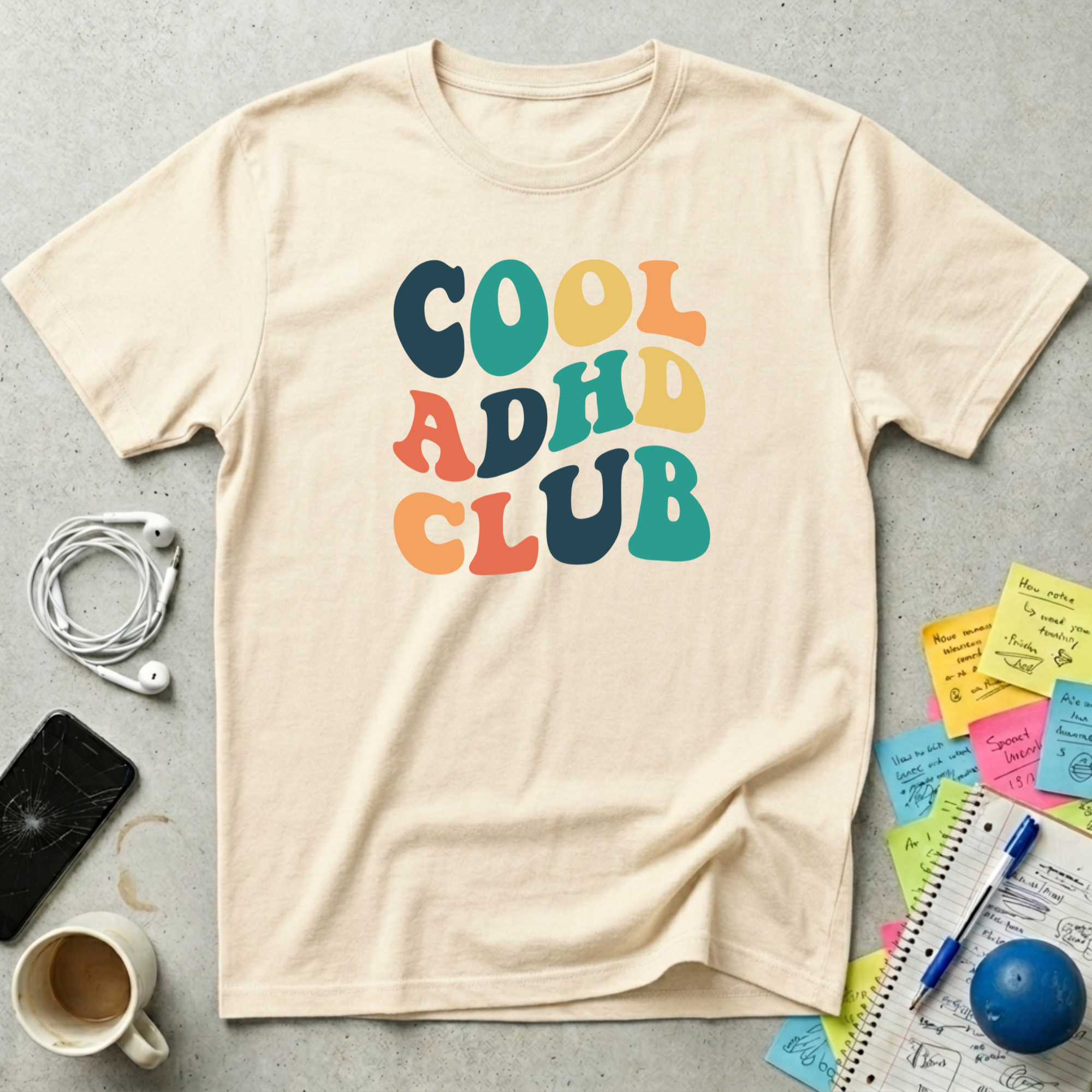 Cool ADHD Club Retro Wavy T-Shirt