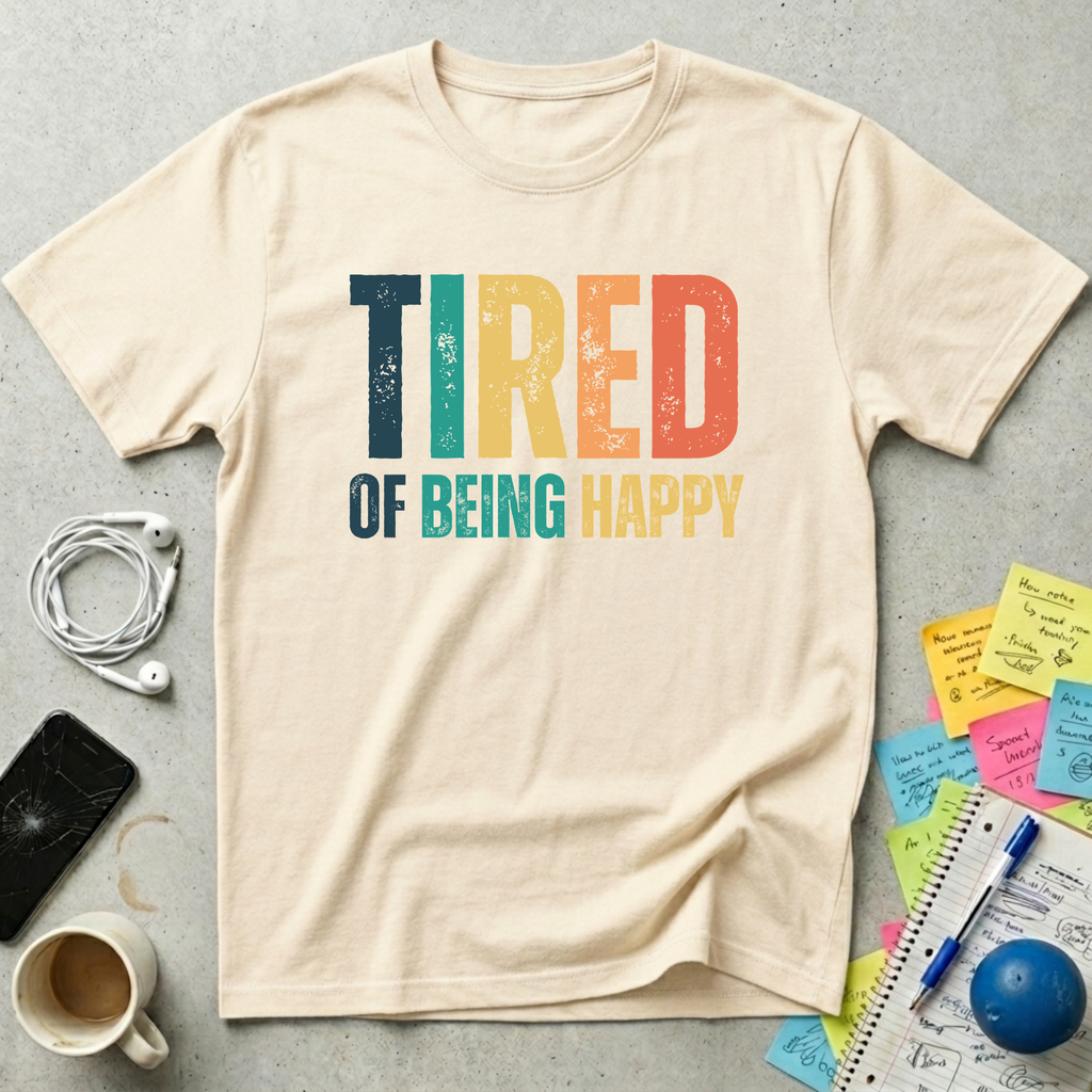 Tired of Being Happy Retro T-Shirt