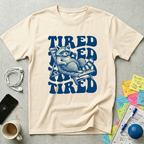 Tired Raccoon Wavy Retro T-Shirt