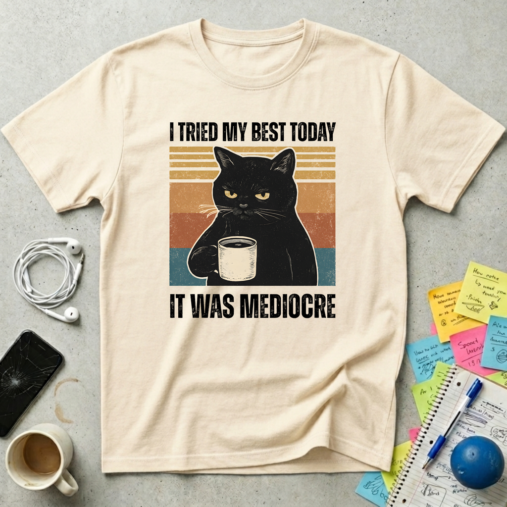 I Tried My Best Black Cat T-Shirt