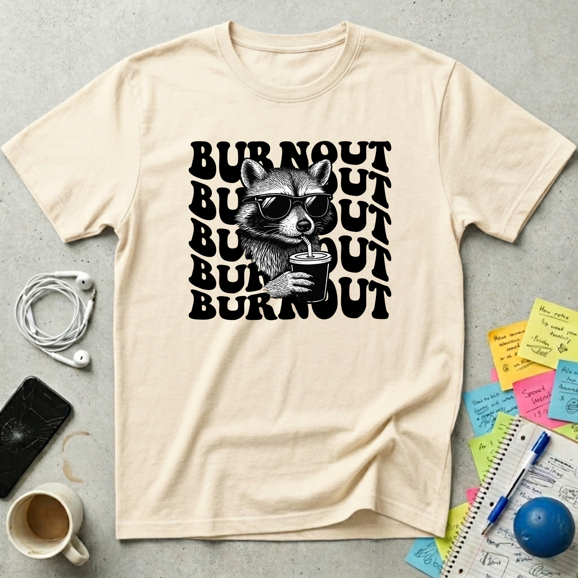 Burnout Wave - Chill Raccoon T-Shirt