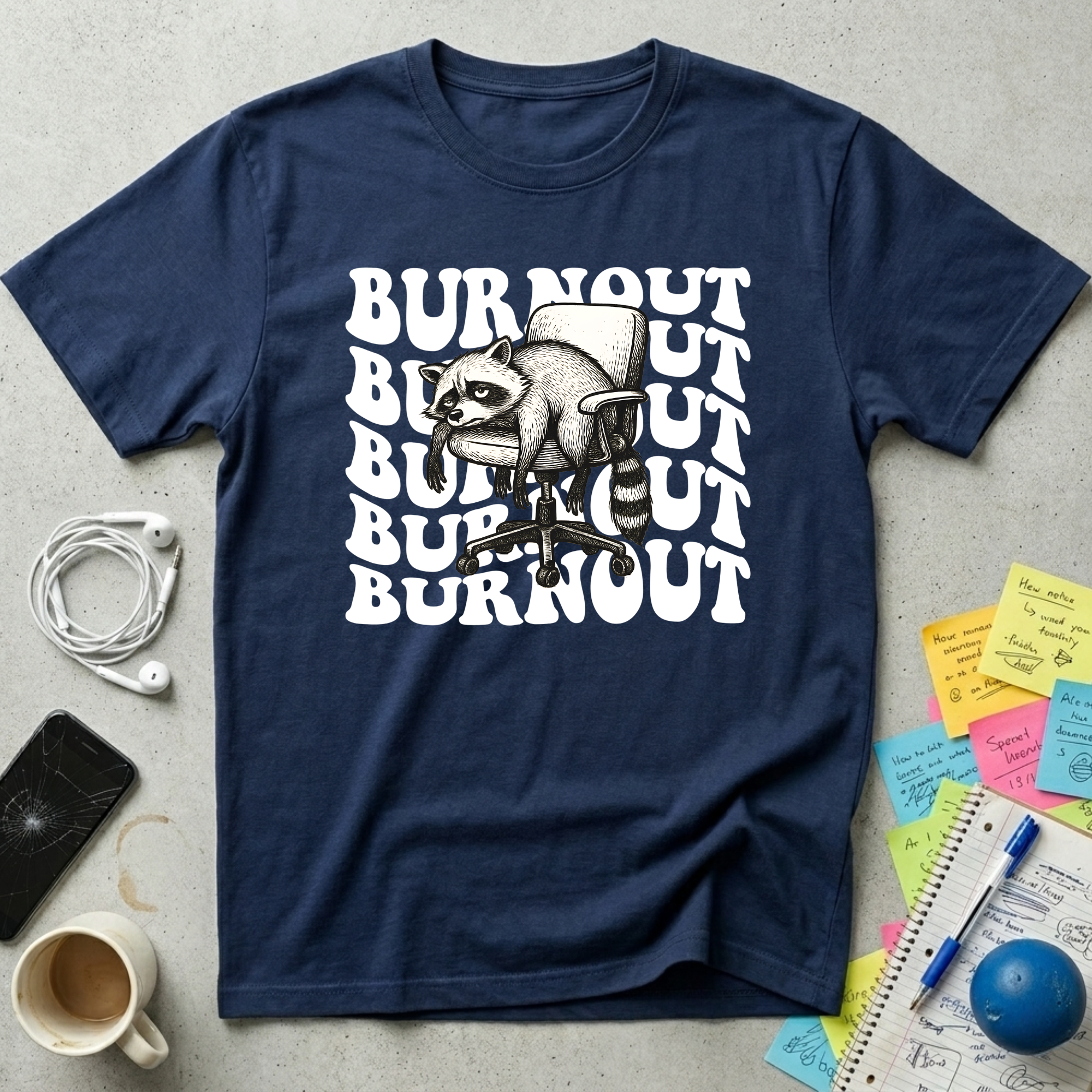 Burnout Wave Raccoon T-Shirt