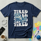 Tired Raccoon Wavy Retro T-Shirt