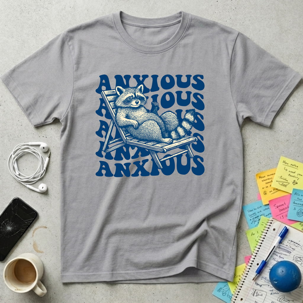 Anxious Raccoon Wavy Retro T-Shirt