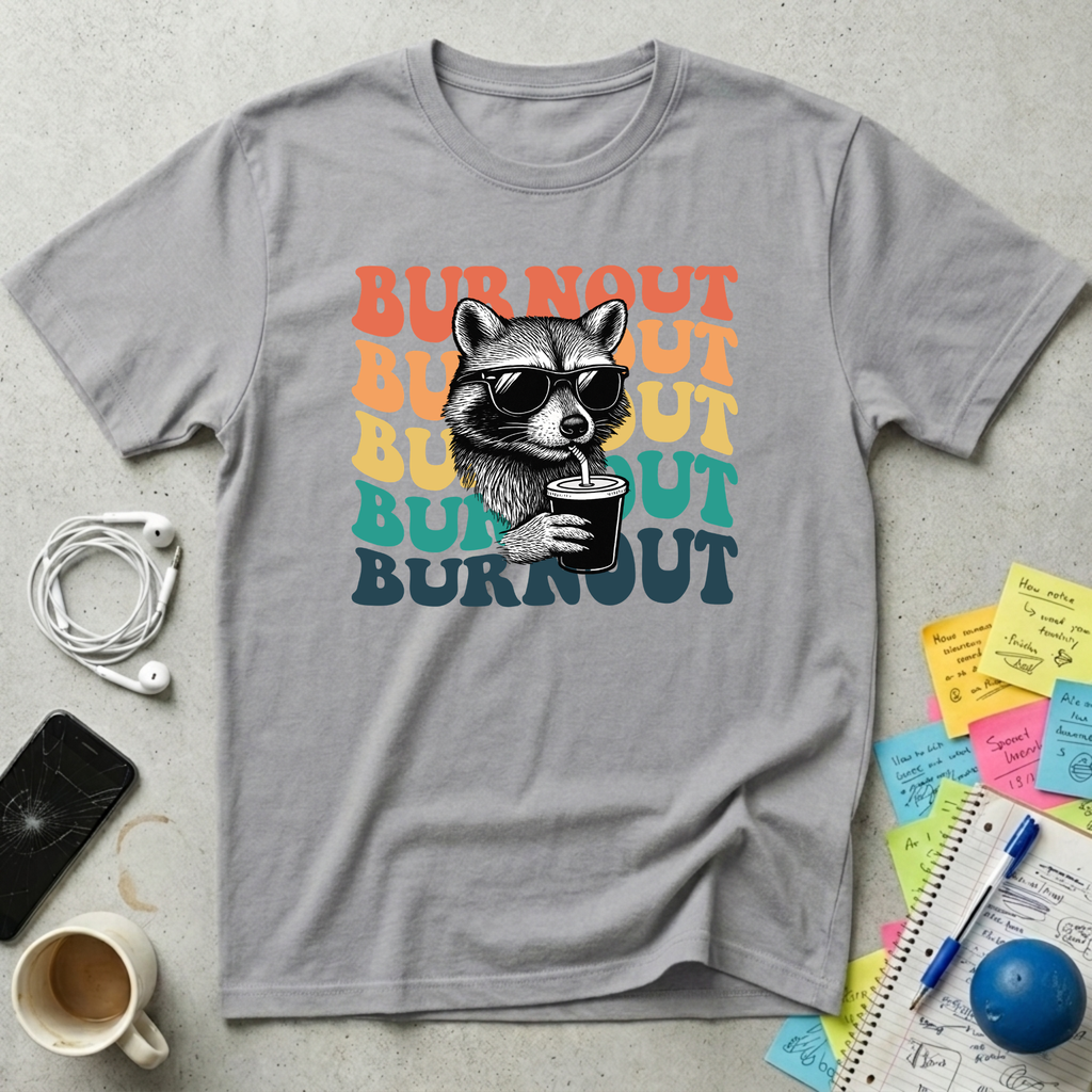 Burnout Retro Sunset - Chill Raccoon T-Shirt