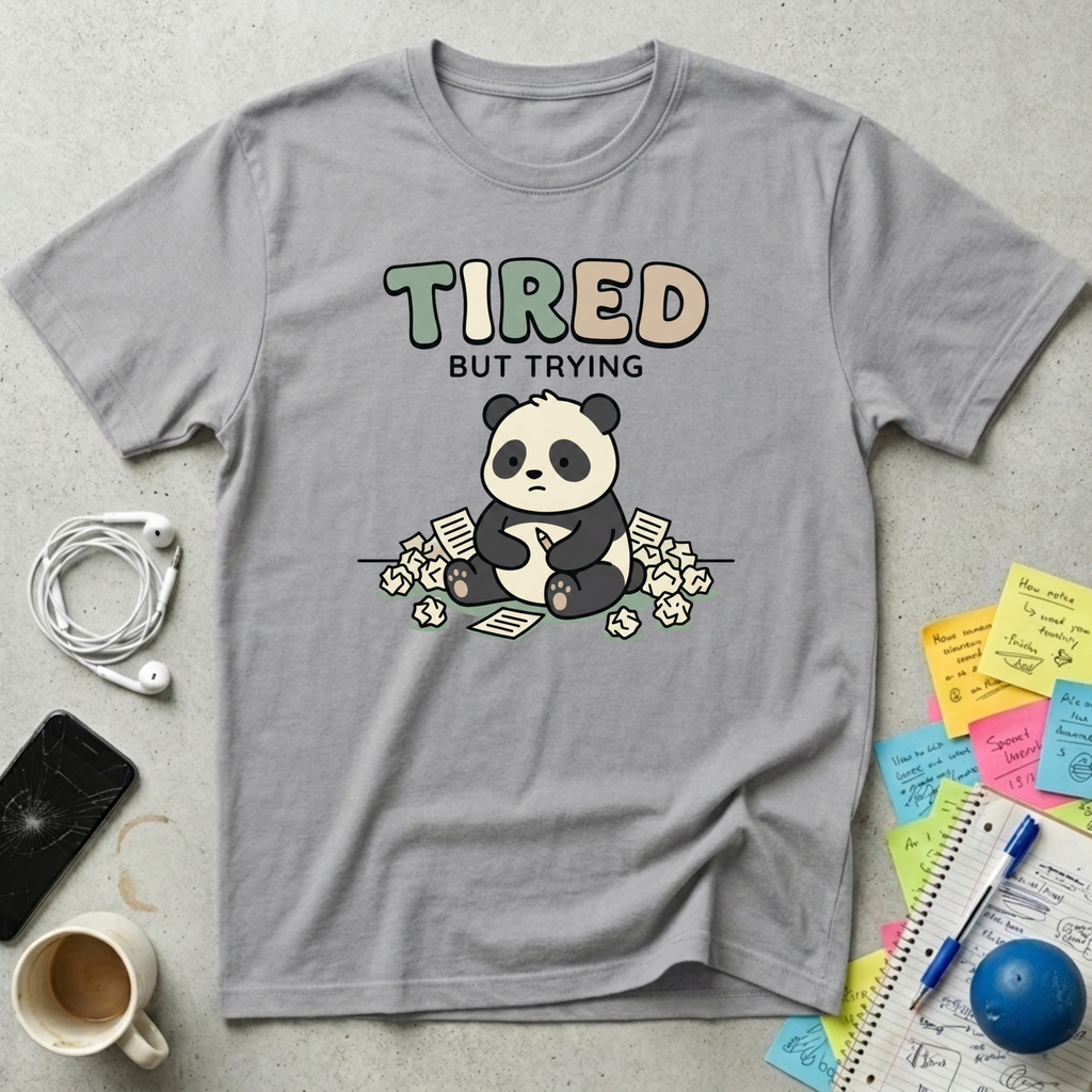 Panda Tired But Trying T-Shirt