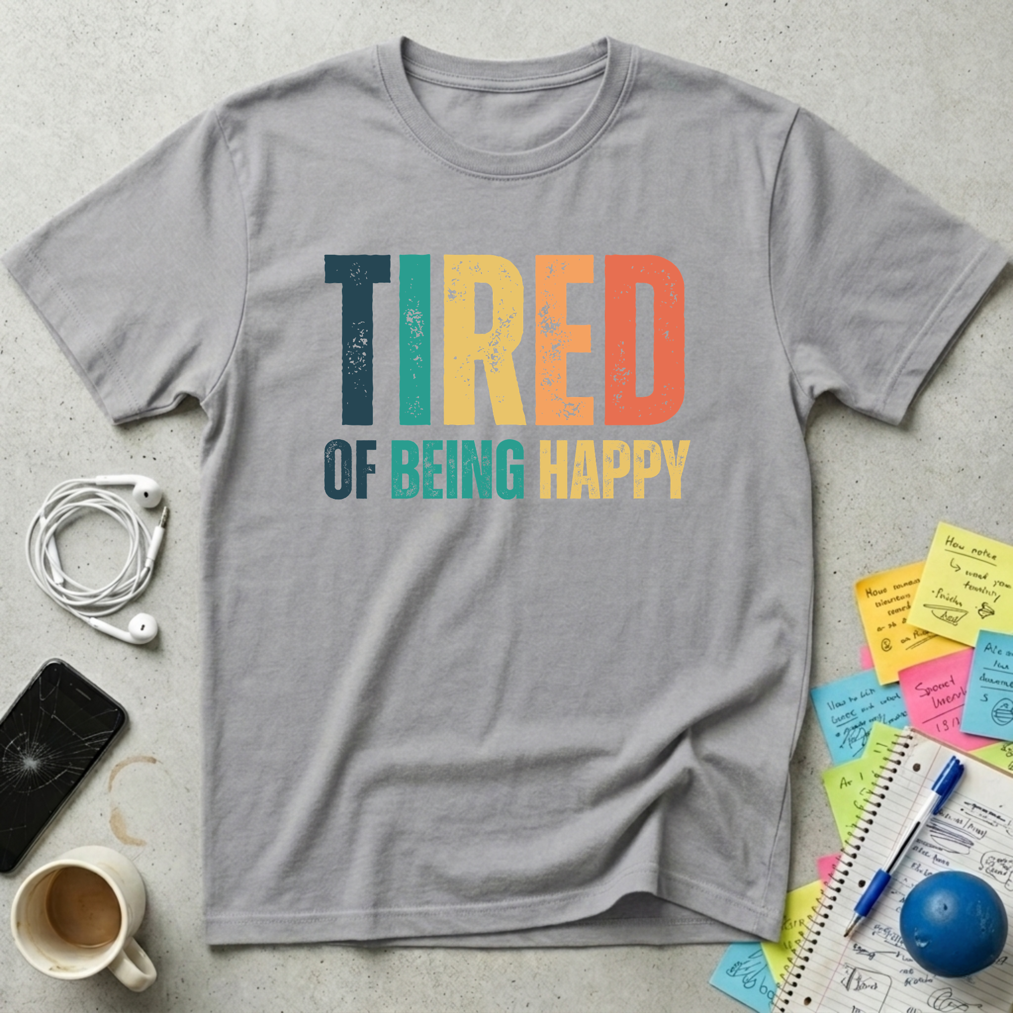 Tired of Being Happy Retro T-Shirt