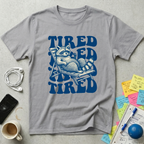 Tired Raccoon Wavy Retro T-Shirt