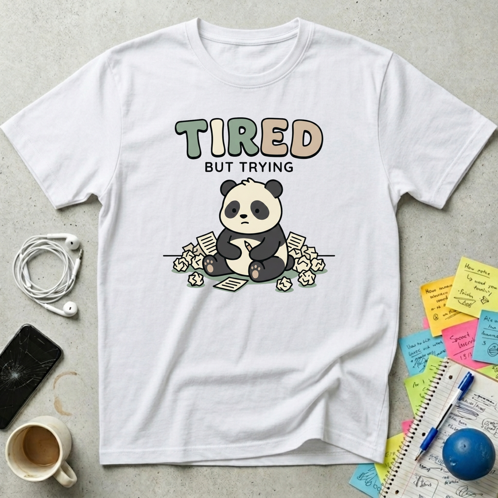 Panda Tired But Trying T-Shirt
