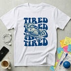 Tired Raccoon Wavy Retro T-Shirt