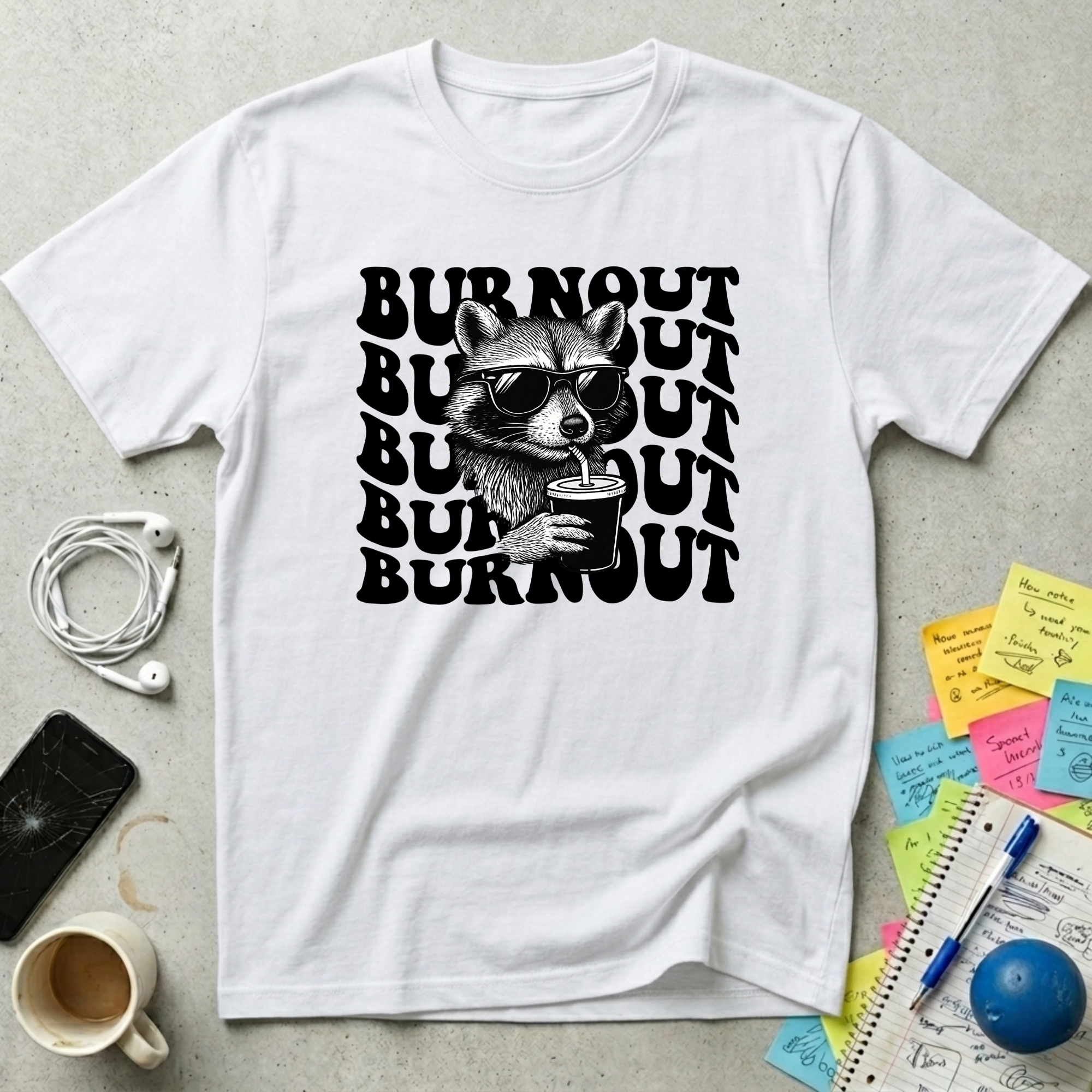 Burnout Wave - Chill Raccoon T-Shirt