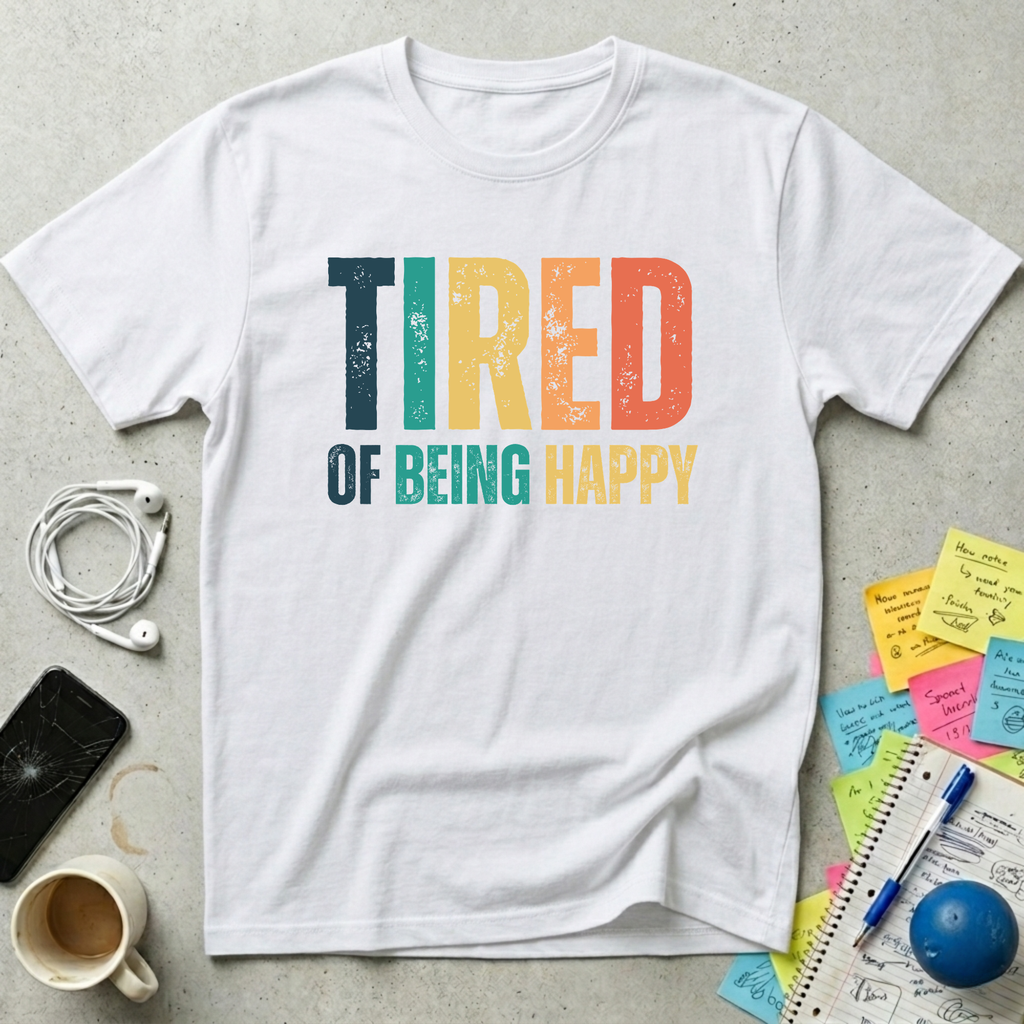 Tired of Being Happy Retro T-Shirt